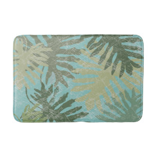 Faded Tropical Leaves Bath Mat