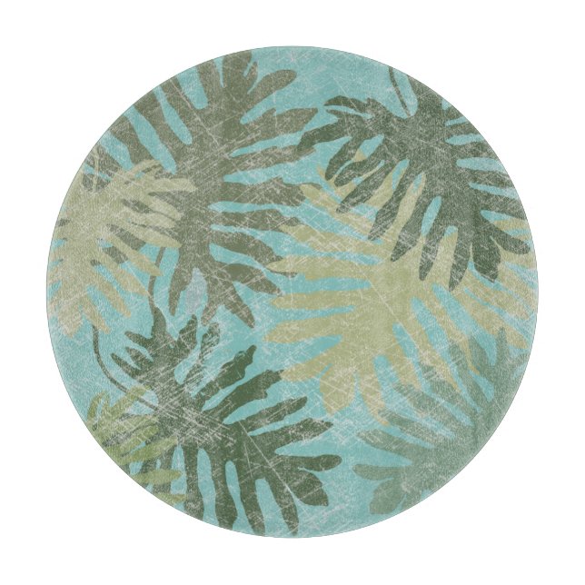 Faded Tropical Leaves Cutting Board (Front)