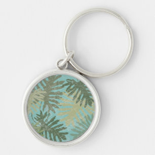 Faded Tropical Leaves Key Ring