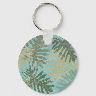 Faded Tropical Leaves Key Ring