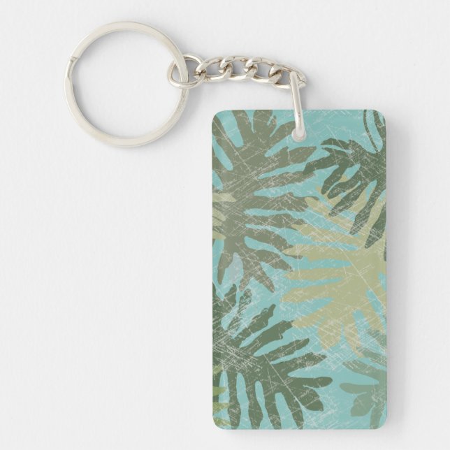 Faded Tropical Leaves Key Ring (Front)