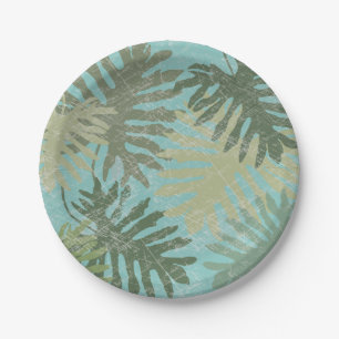 Faded Tropical Leaves Paper Plate