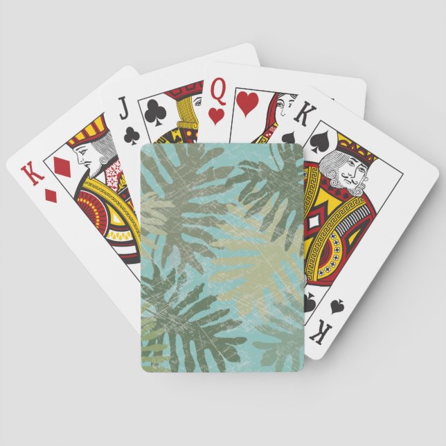Faded Tropical Leaves Playing Cards (Back)