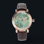 Faded Tropical Leaves Watch<br><div class="desc">"Faded Tropical Leaves I" by Jade Reynolds. Features a collection of tropical leaves in a faded design.</div>