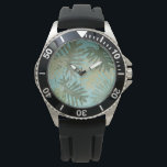Faded Tropical Leaves Watch<br><div class="desc">"Faded Tropical Leaves I" by Jade Reynolds. Features a collection of tropical leaves in a faded design.</div>