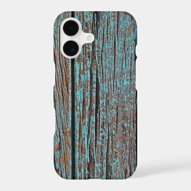 faded turquoise paint on rustic wood (Back)