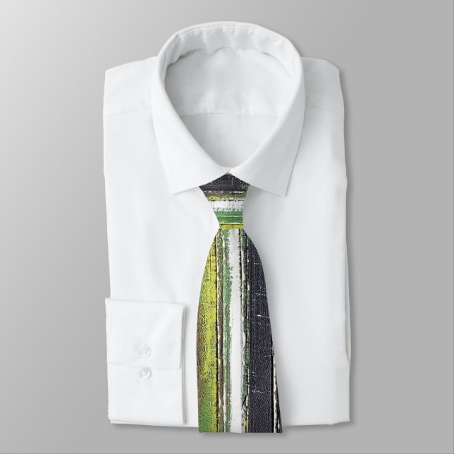 Faded Vertical Paint Stripes on Wood Tie (Tied)