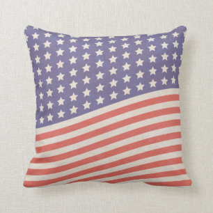 Faded Vintage American Flag Stars and Stripes Cushion