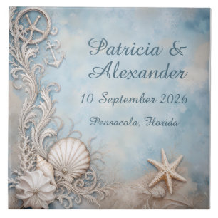 Faded Vintage Seashell Coastal Keepsake Tile