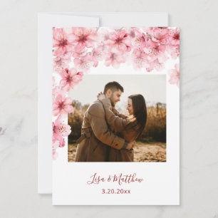 Faded Watercolor Cherry Blossom Photo Wedding Save The Date