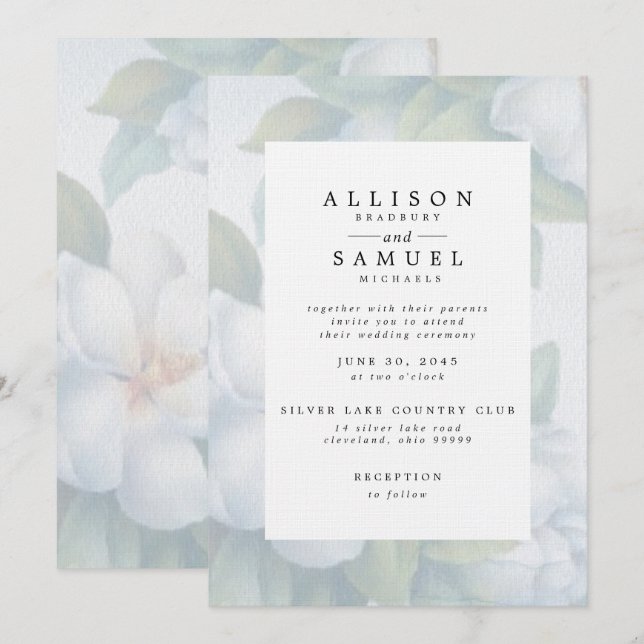 Faded White Dogwood Blossoms Invitation (Front/Back)