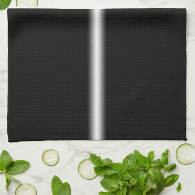 Faded White Stripe on Black Tea Towel (Folded)