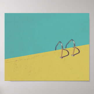Faded Yellow and Aqua Blue Modern Photo Poster