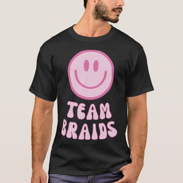 Fades or Braids Gender Reveal Retro Team Braids T-Shirt (Front)