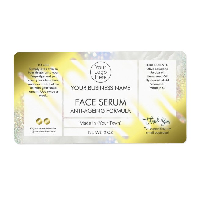 Fading Gold Hair Face Serum Label (Front)