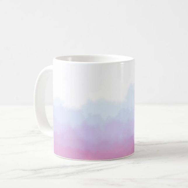 Fading Ombre Pink Purple Blue Watercolor Mug (Front Left)