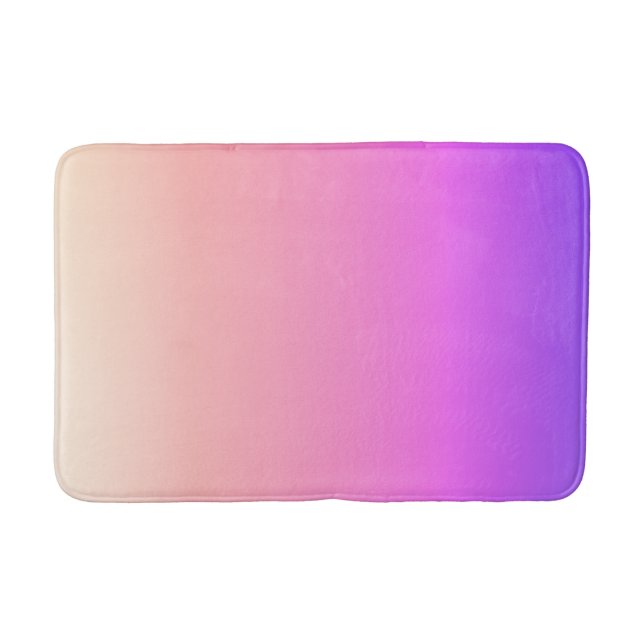 Fading Peach Pink & Purple Colourful Ombre Bath Mat (Front)