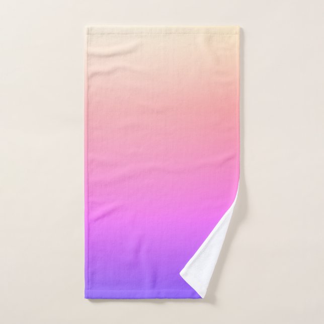 Fading Peach Pink & Purple Colourful Ombre Bath Towel Set (Hand Towel)