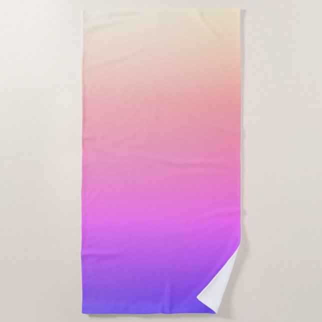 Fading Peach Pink & Purple Colourful Ombre Beach Towel (Front)