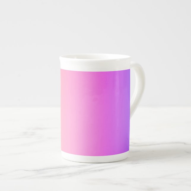 Fading Peach Pink & Purple Colourful Ombre Bone China Mug (Front Right)