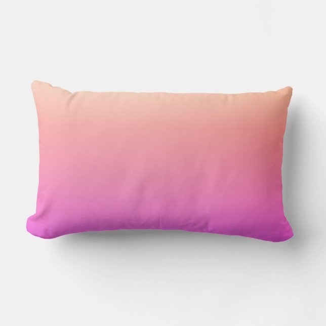 Fading Peach Pink & Purple Colourful Ombre Lumbar Cushion (Front)