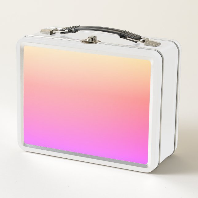 Fading Peach Pink & Purple Colourful Ombre Metal Lunch Box (Front)