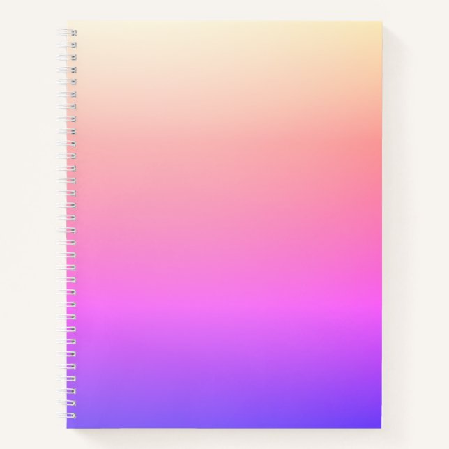 Fading Peach Pink & Purple Colourful Ombre Notebook (Front)