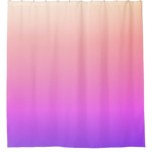 Fading Peach Pink & Purple Colourful Ombre Shower Curtain (Front)