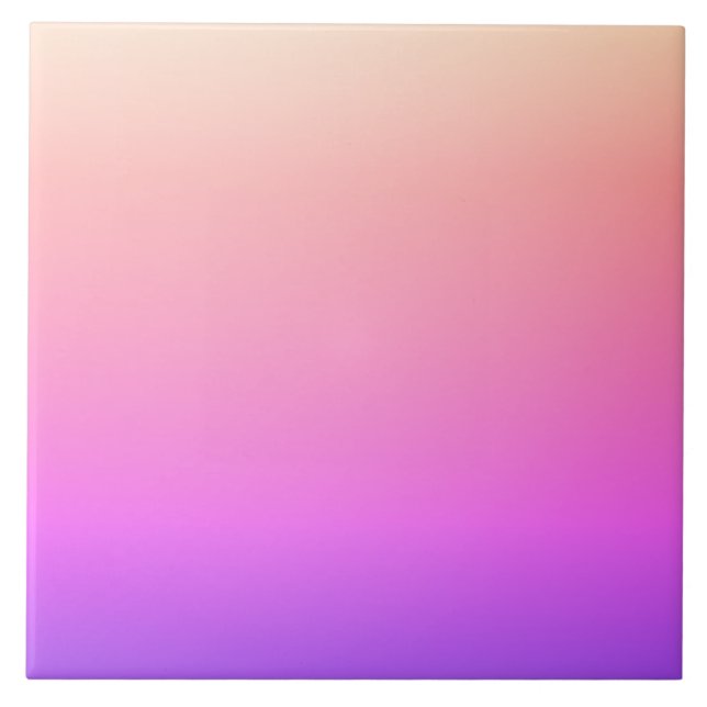 Fading Peach Pink & Purple Colourful Ombre Tile (Front)
