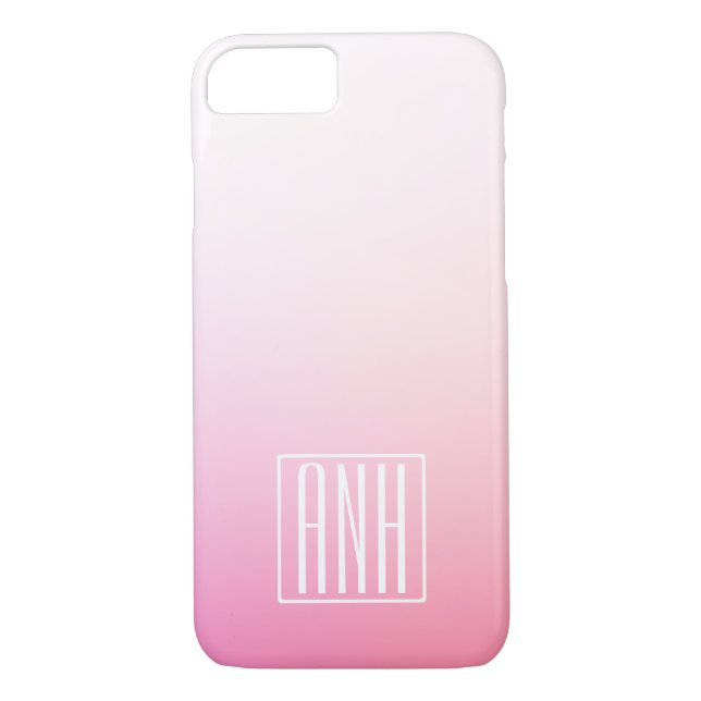 Fading Pinks Ombre Gradation & Your Initials Case-Mate iPhone Case (Back)