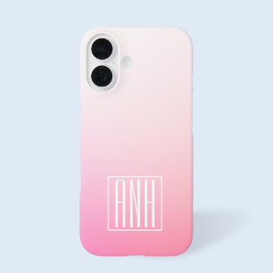 Fading Pinks Ombre Gradation & Your Initials iPhone 16 Case