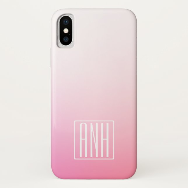 Fading Pinks Ombre Gradation & Your Initials Case-Mate iPhone Case (Back)