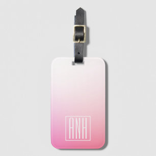 Fading Pinks Ombre Gradation & Your Initials Luggage Tag