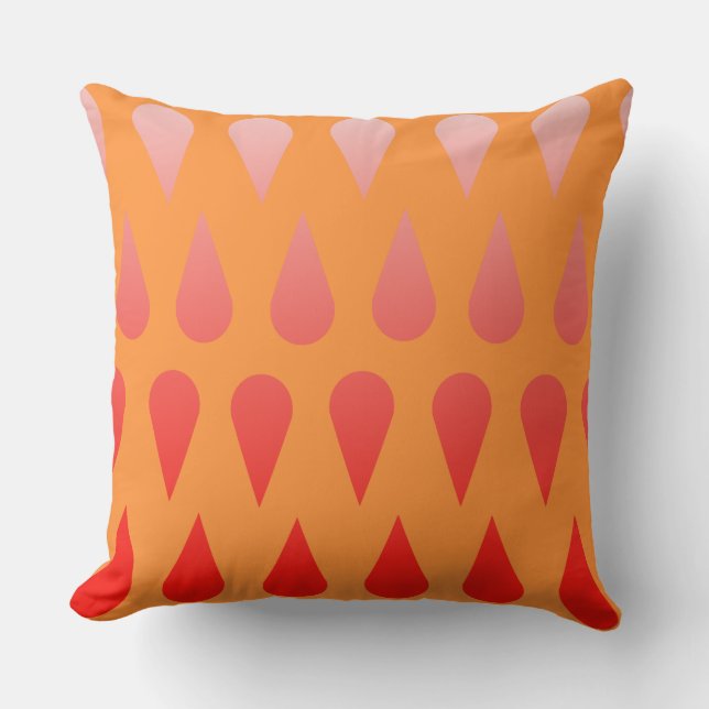Fading Red Raindrops in Orange Gradient Cushion (Front)