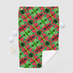 Fading Red Zinnia Flowers Abstract Pattern      Golf Towel