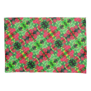 Fading Red Zinnia Flowers Abstract Pattern Pillowcase