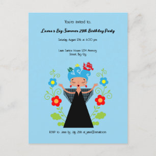 Fado woman singer Birthday Party invitation Postcard