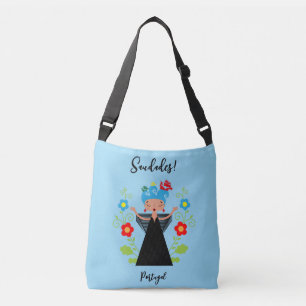 Fado woman singer with Portuguese caravel ships    Crossbody Bag