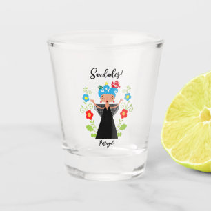 Fado woman singer with Portuguese caravel ships  Shot Glass