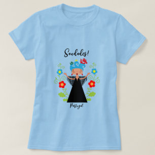 Fado woman singer with Portuguese caravel ships T-Shirt
