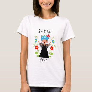 Fado woman singer with Portuguese caravel ships T-Shirt