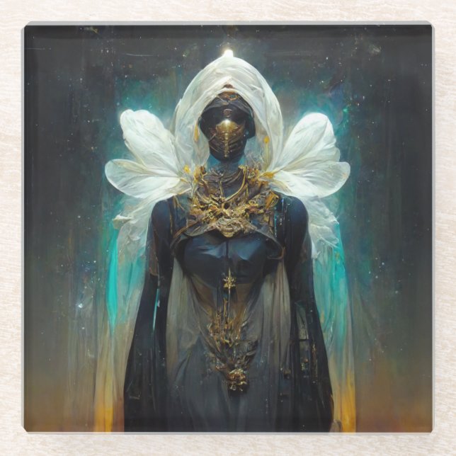 Fae Guardian Fantasy Glass Coaster (Front)