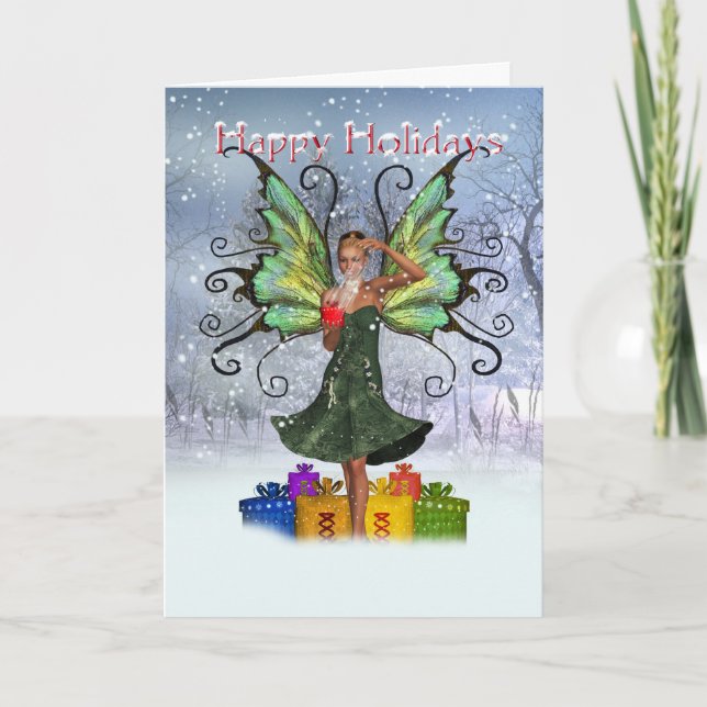 Faerie Christmas Card - Pretty Fairy Sprinkling Gi (Front)