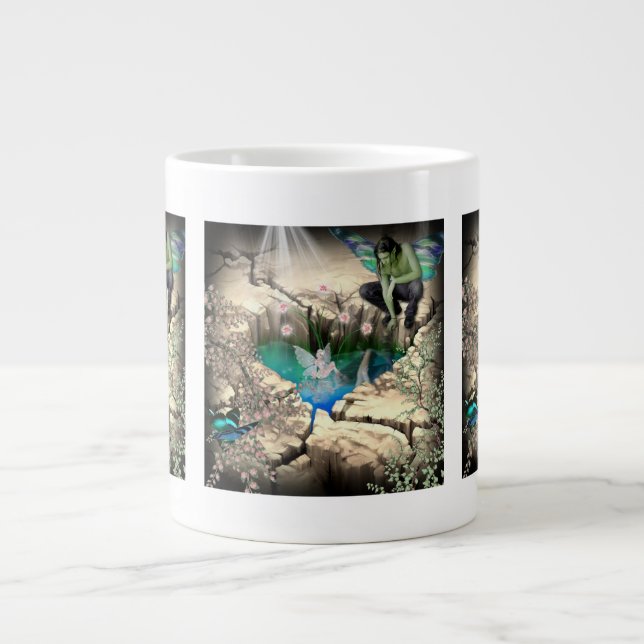 Faerie in Elven Pond Large Coffee Mug (Front)