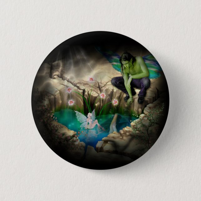 Faerie in Elven Pond Vignette 6 Cm Round Badge (Front)