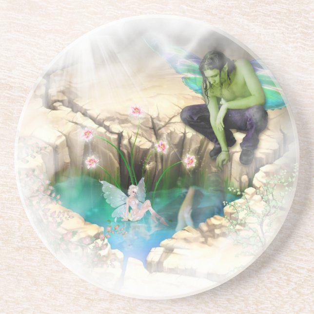 Faerie in Elven Pond Vignette Coaster (Front)