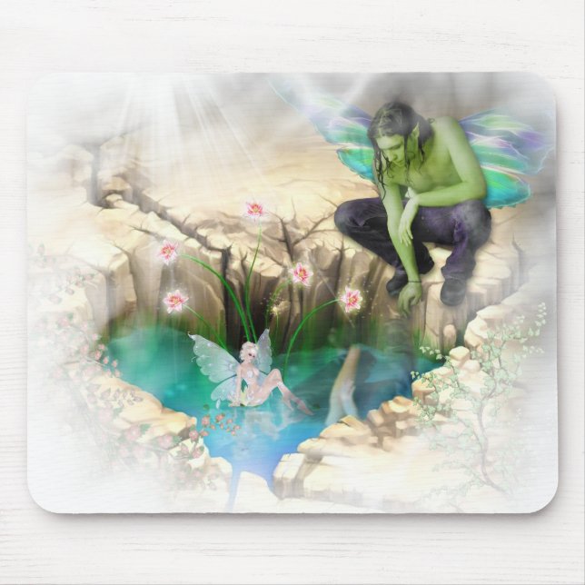 Faerie in Elven Pond Vignette Mouse Mat (Front)