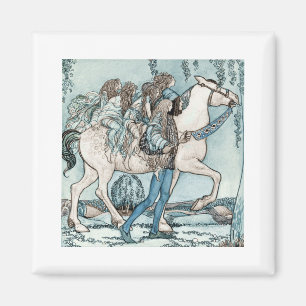 Faeries on White Horse Magnet