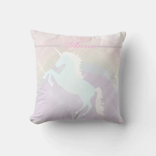 Faetastic unicorn pink personalise cushion (Front)