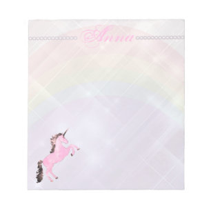 Faetastic unicorn pink personalize notepad